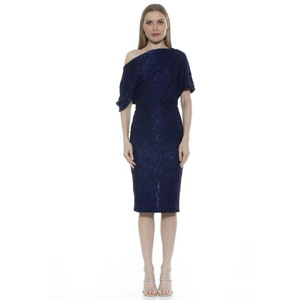 Alexia Admor One Shoulder Dark Blue Dress